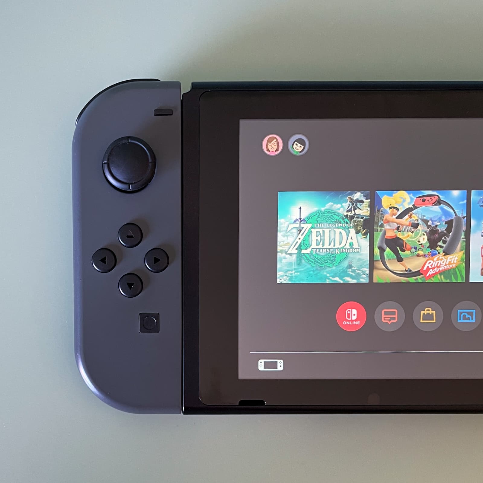 Nintendo Switch with Zelda: Tears of the Kingdom preloaded – but not playable.